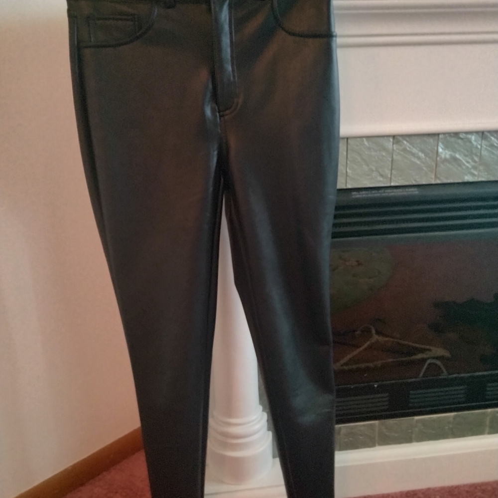 Faux leather jeans